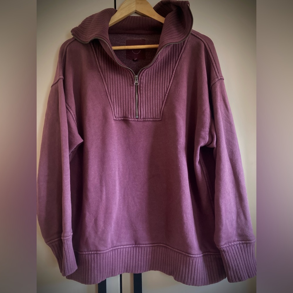 Aerie Down to Earth quarter zip pullover sweatshirt